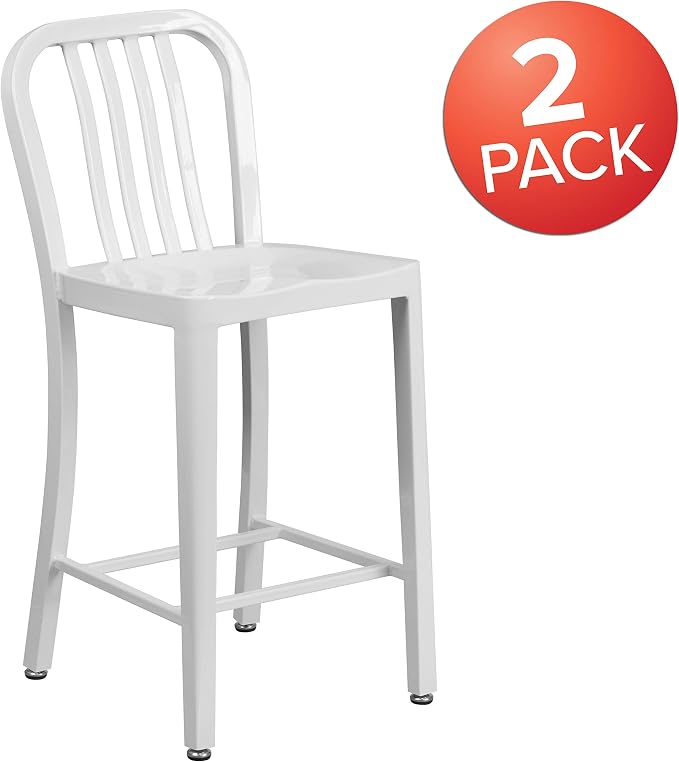 Flash Furniture Gael Commercial Grade 2 Pack 24" High White Metal - Image 4