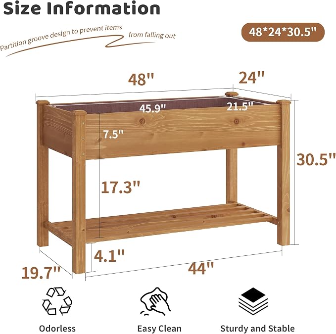 FILWH Raised Garden Bed with Legs Elevated Wooden Planter Box Stand Large - Image 7
