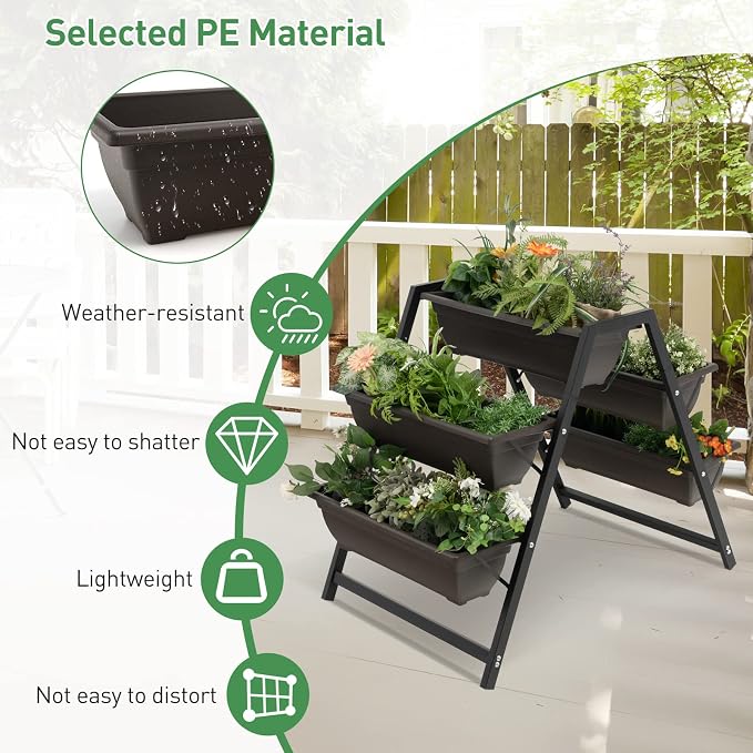 Giantex Set of 2 Vertical Raised Garden Bed, 5 Planter Boxes Container - Image 7