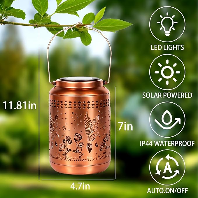 Hummingbird Solar Lantern Outdoor Hummingbird Decor Garden Decor Waterproof - Image 5