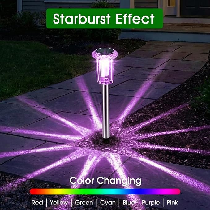Solar Outdoor Lights, 10 Pack Solar Pathway Lights Outdoor Waterproof, - Image 2
