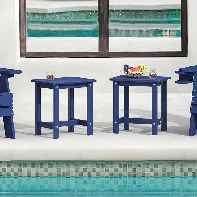 LUE BONA Outdoor Side Table Set of 2, HDPS Small Outdoor Table, Adirondack Side - Image 2