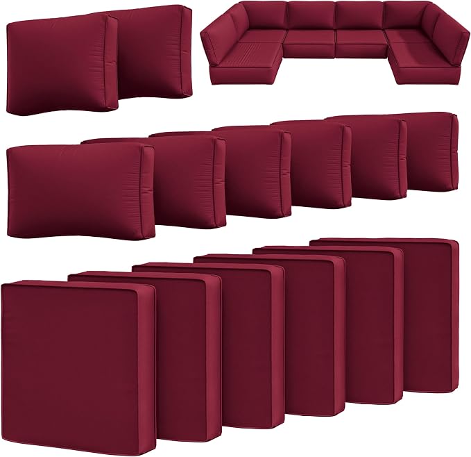 14 Pcs Outdoor Cushion Slipcovers Outdoor Patio Cushion Covers Replacement by Snubbull