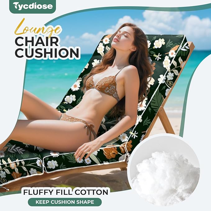 Outdoor Chaise Lounge Chair Cushion, Waterproof Non-Slip Patio Chaise Lounge - Image 2