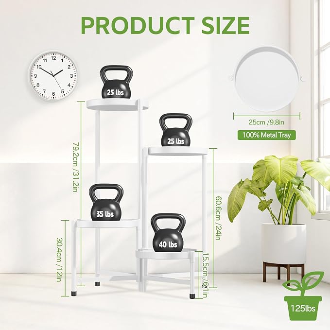 iDavosic.ly 4 Tier Large Plant Stand Indoor, 10 Inch Wide Tall Corner Metal - Image 3