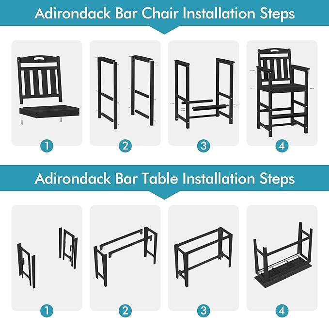 Ciokea 3 Pcs Outdoor Bar Height Table Set, Heavy-Duty All-Weather HDPE Patio - Image 9