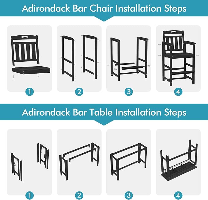 Ciokea Outdoor Bar Height Table Set of 5, Heavy-Duty All-Weather HDPE Patio Bar - Image 9