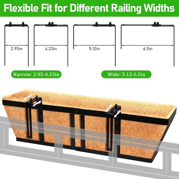Riare 2 Pack 24 Inch Metal Railing Planter Window Box - Image 4