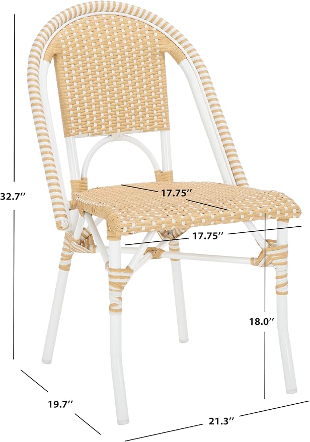 SAFAVIEH Outdoor Collection Torino Natural Wash & White Parisian Bistro Chair - Image 3