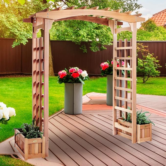 All Things Cedar PA96-Set 6-ft Cedar Garden Pagoda Arbor - Image 8
