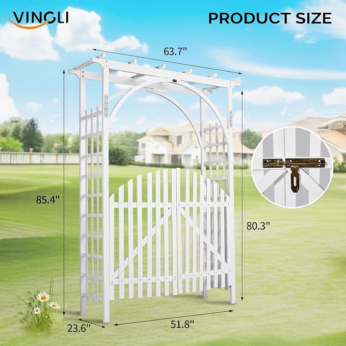 VINGLI 85in Wooden Arbor, Garden Arbor Wedding Arch - Image 3