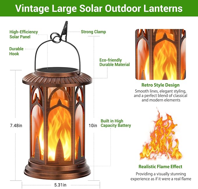 KOOPER Taller Solar Lanterns Outdoor Waterproof Hanging Solar Lantern Lights - Image 4