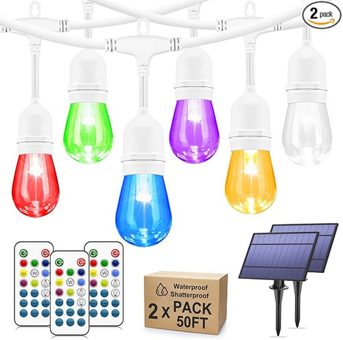 100FT RGB Solar Outdoor String Lights by Larkvue
