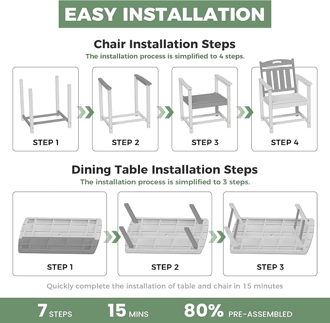 HDPE Outdoor Patio Dining Set - Image 9