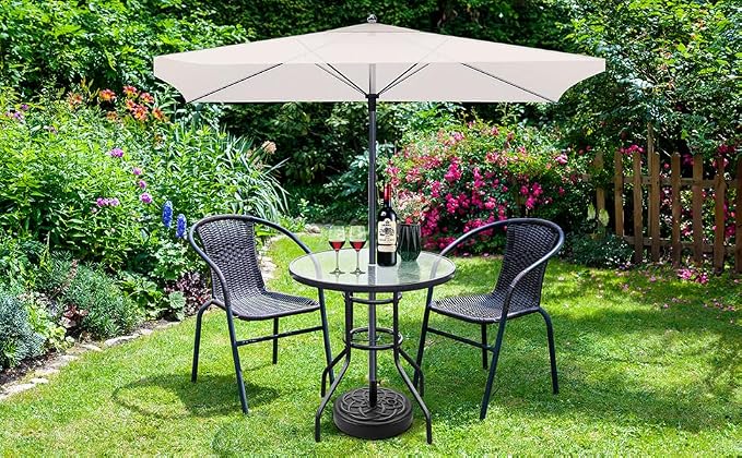 VINGLI Round Patio Table with Umbrella Hole - Image 4