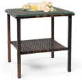 VINGLI Outdoor Wicker Side Table Patio Side Tables by VINGLI