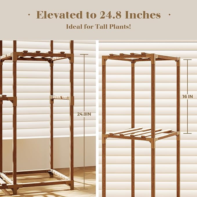 Bamworld Tall Plant Stand Indoor Wood Plant Shelf Outdoor Tiered Plant Rack - Image 2