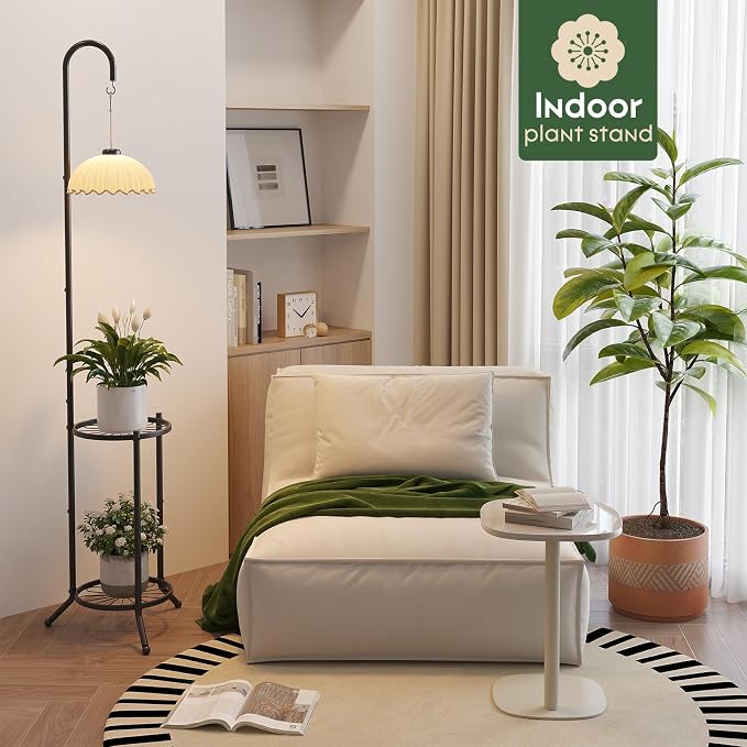 2-Tier Hanging Plant Stand Indoor and Outdoor, Space-Saving Iron Planter Shelves - Image 3
