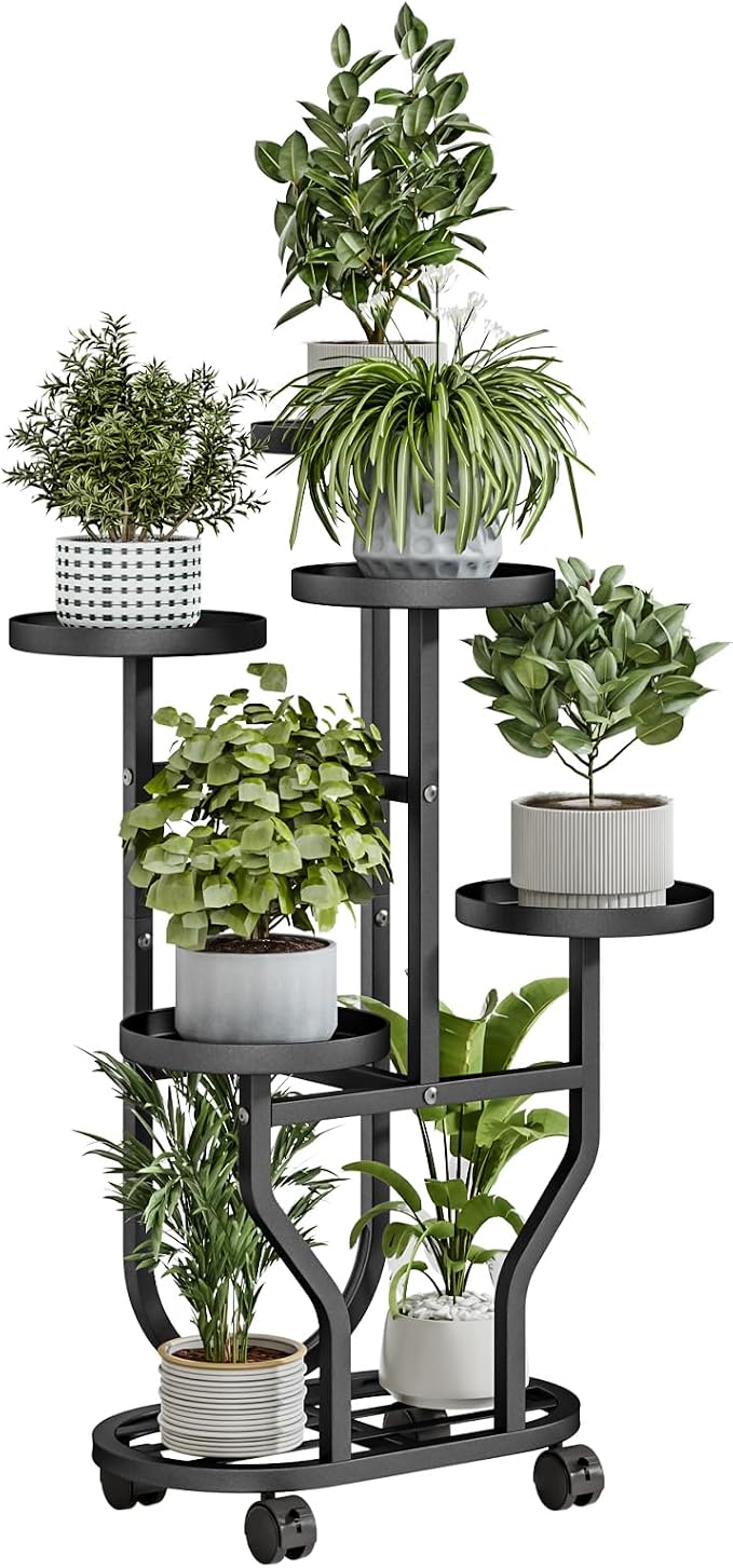 Plant Stand 5 Tier Indoor Outdoor Metal Flower Shelf by YIZAIJIA