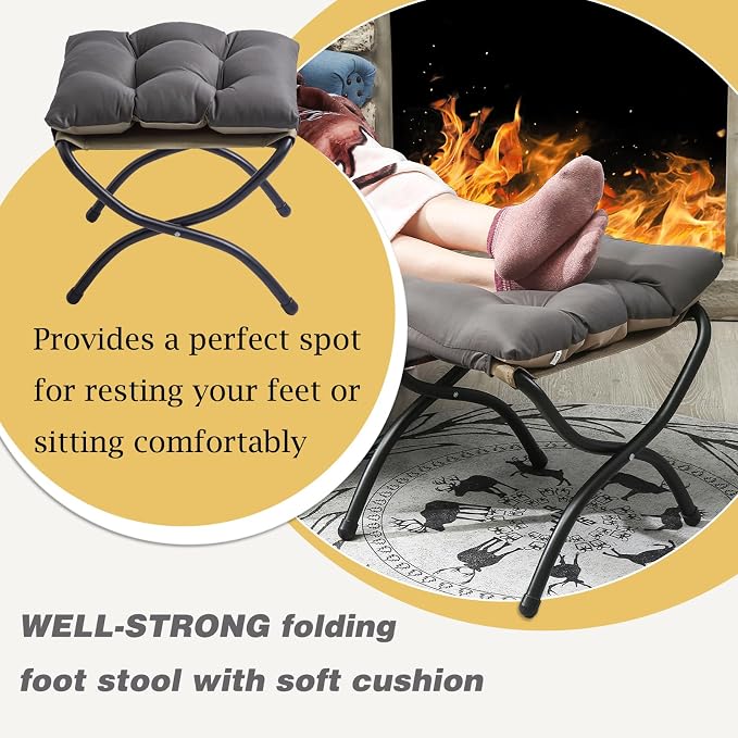 15" Foldable Foot Stool Ottoman - Image 4