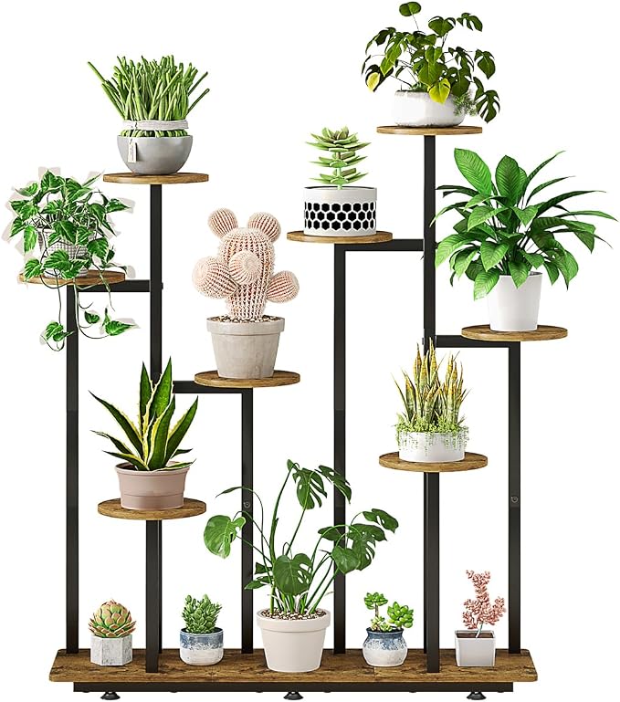 Plant Stand Indoor 9 Tier 11 Potted Multiple Flower Pot Holder by INGIORDAR