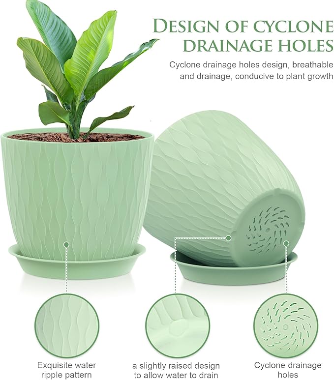 7 inch Flower Pots, 5 Pack Plant Pots - Image 3