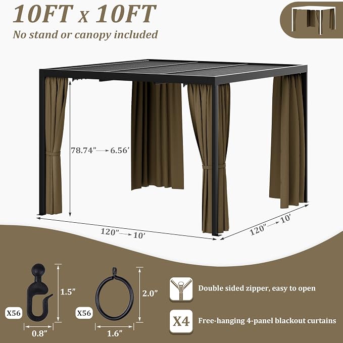 Gazebo Universal Replacement Privacy Curtain, 4-Panels Sidewall Curtains - Image 2