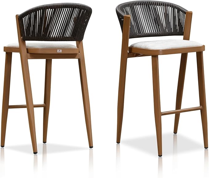 PURPLE LEAF Two Pack Bar Stools Outdoor Bar Stool Chair by PURPLELEAF