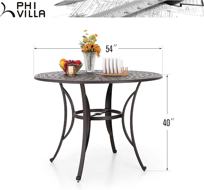 PHI VILLA Cast Aluminum Round High Bar Dining Tables - Image 6
