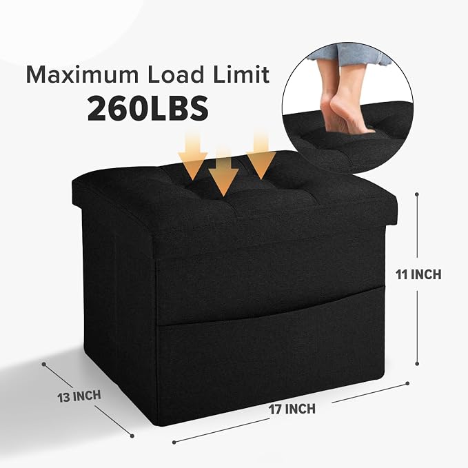 LINMAGCO Storage Ottoman Folding Foot Stool Foot Rest - Image 2