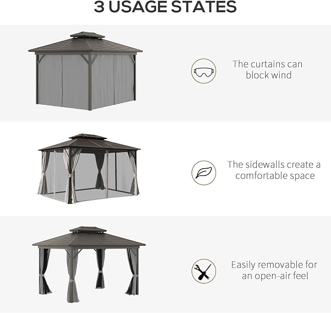 Outsunny 10' x 12' Hardtop Gazebo - Image 6