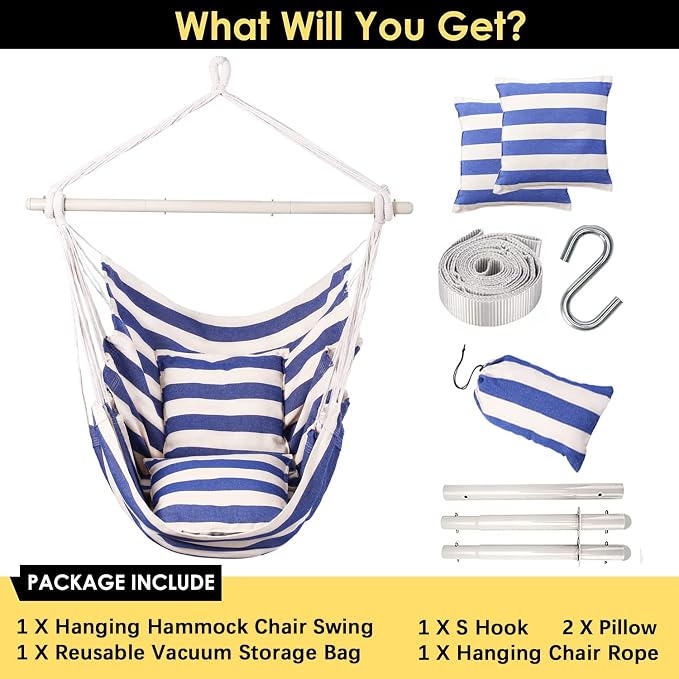 Hammock Chair Hanging Rope Swing, Topind Hanging Chair - Image 5
