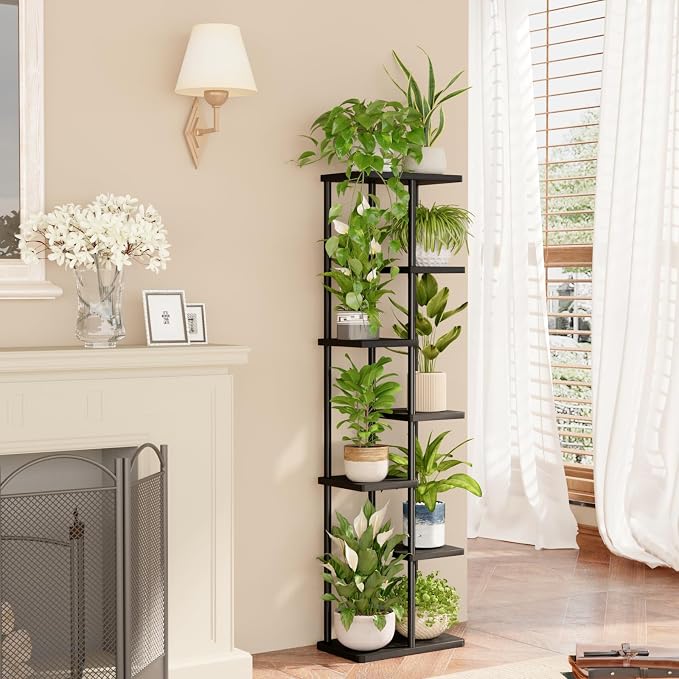 Bamworld Tall Plant Stand Indoor, Corner 7 Tier Metal Plant Shelf - Image 2
