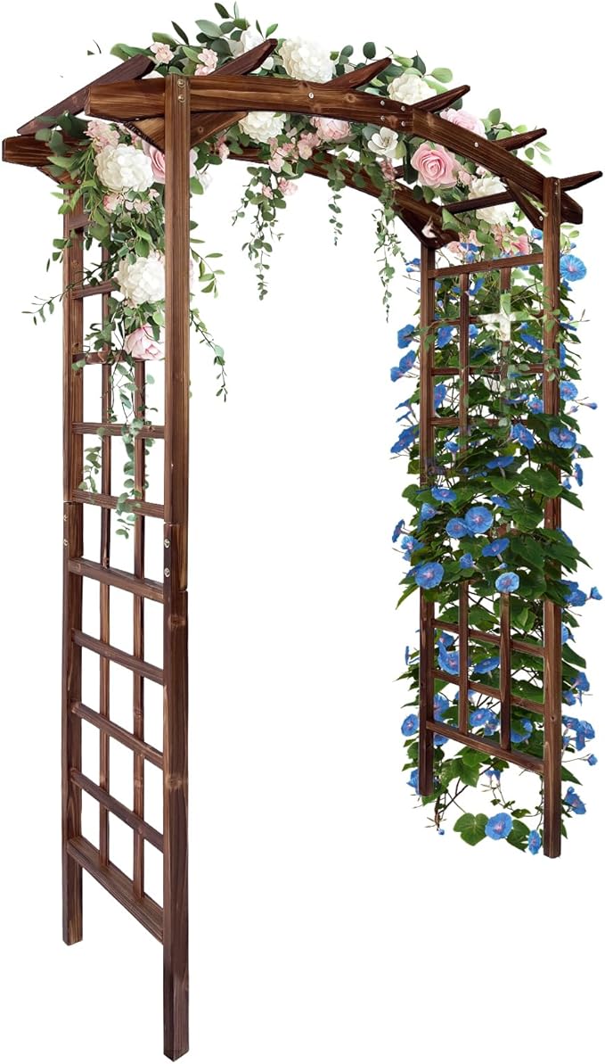 85 in Wooden Garden Arbor, Solid Fir Wood Trellis by Garvee