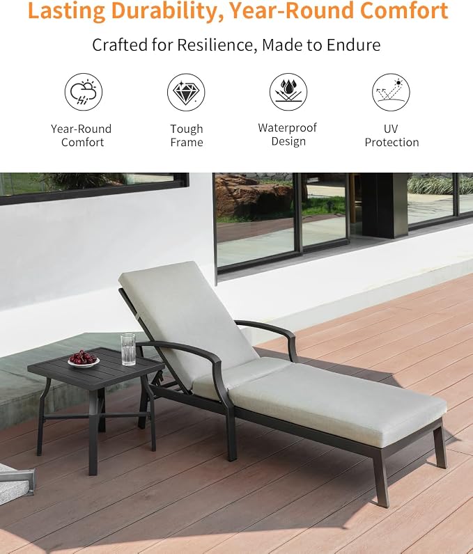 Patio Side Table, Aluminum Outdoor Pool Side Table - Image 5