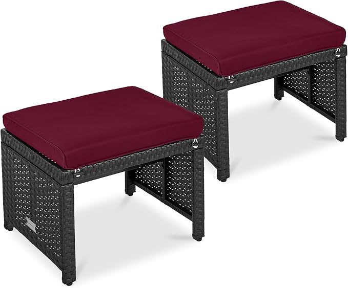 Best Choice Products Set of 2 Wicker Ottomans, Additional Seating, Side Table by BestChoiceProducts