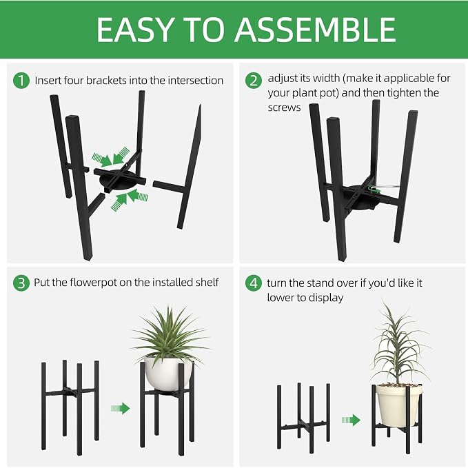 Adjustable Metal Plant Stand Indoor, Mid Century Modern Outdoor Planter Holder - Image 9