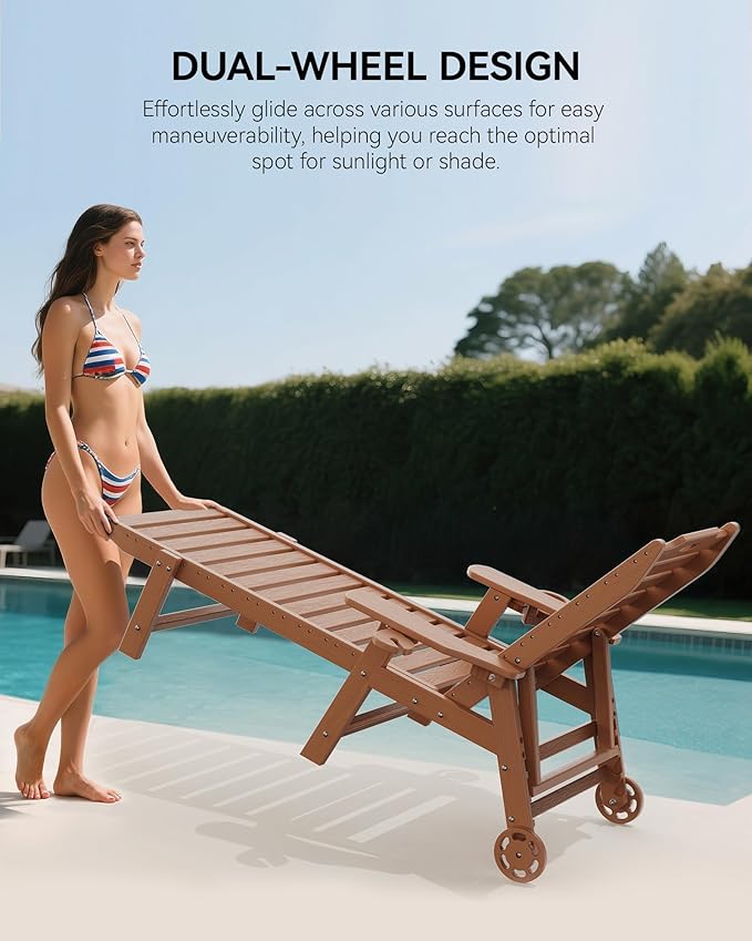 Carauci Lounge Chair Outdoor Set of 2, HDPE Chaise Lounge - Image 4