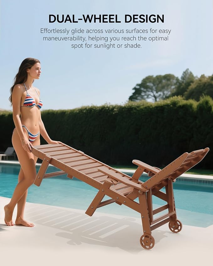 Carauci Lounge Chair Outdoor, HDPE Chaise Lounge - Image 4
