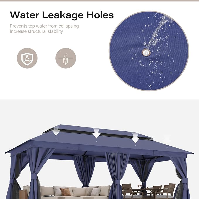 LAUSAINT HOME Semi-Permanent Outdoor Patio Gazebo 10'x20', Heavy Duty Party - Image 4