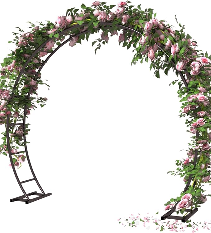 Queension Metal Arch Backdrop Stand 8Ft Wide 7Ft High, Wedding Arch Frame by Queension