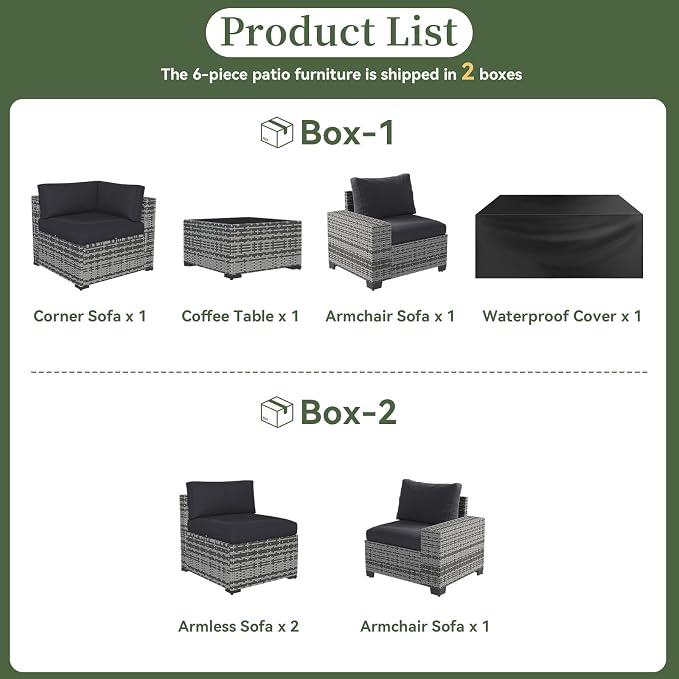 Aoxun 6 Piece Patio Furniture Set - Image 6