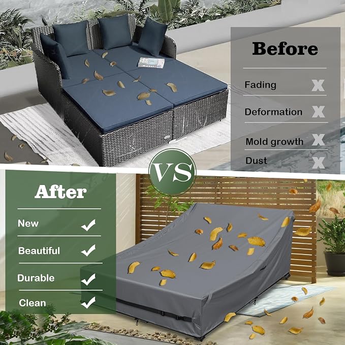 Outdoor Rattan Daybed Cover Heavy Duty 600D Weather-Resistant Waterproof Patio - Image 7