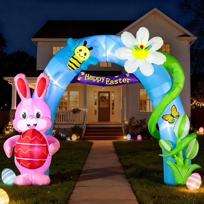 Domkom 12FT Long Huge Easter Inflatable Bunny Archway Outdoor Decorations - Image 2