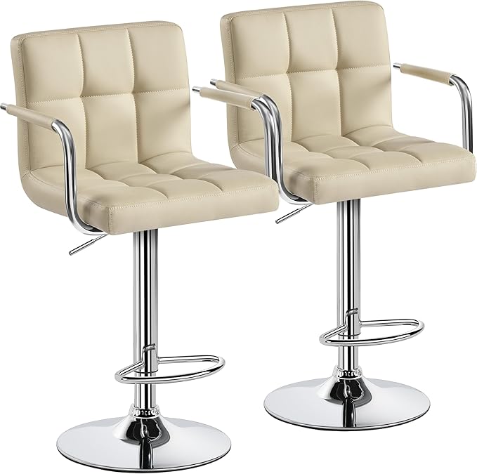 Yaheetech Bar Stools Set of 2, PU Leather Adjustable Swivel Barstools, by Yaheetech