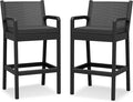 Outdoor Bar Stools Set of 2, Wicker Bar Chair by RELJOFUM