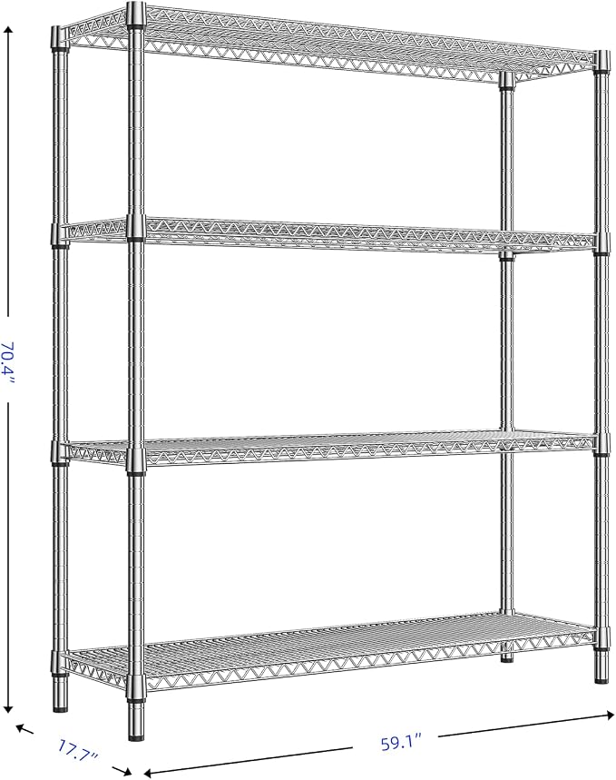 2800 LBS 59" W 4 Tier Storage Shelves Rack Metal Wire Shelving Unit, Storage - Image 3