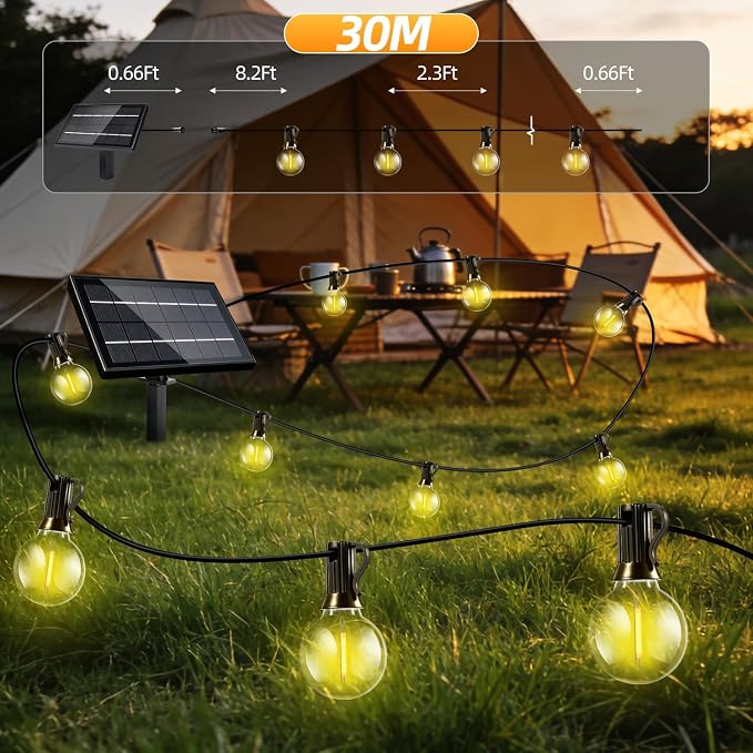 100FT Solar Lights Outdoor Waterproof: G40 30M Shatterproof Bulbs Patio Lights - Image 7
