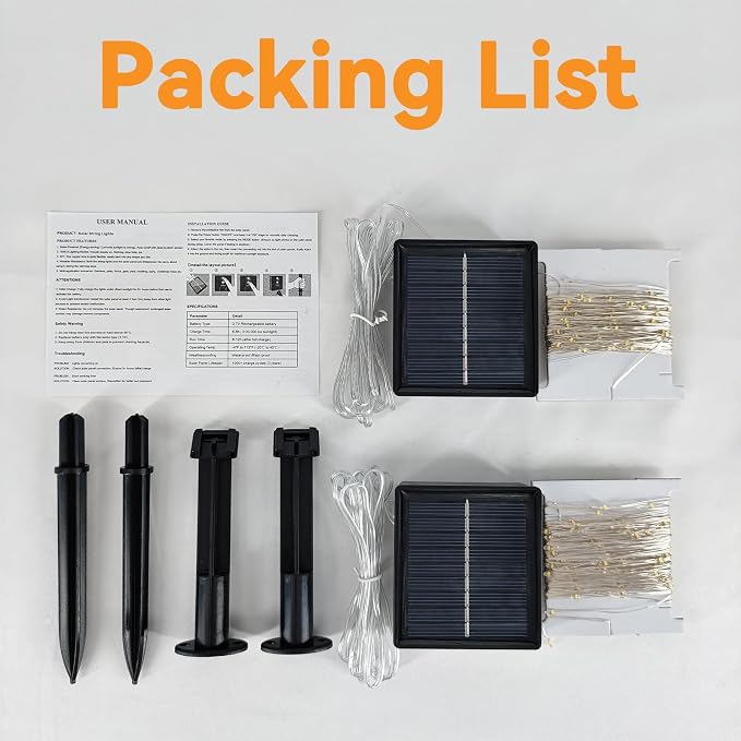 Solar String Lights Outdoor Waterproof 33ft 100LED 8 Modes Twinkle Lights Solar - Image 8