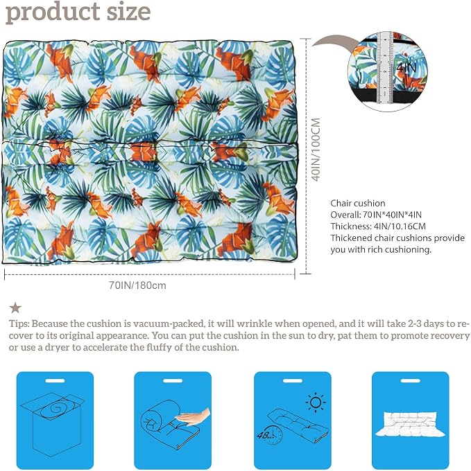 Outside Benches Cushion with Backrest, Thicken Waterproof Swing Cushions 2/3 - Image 3